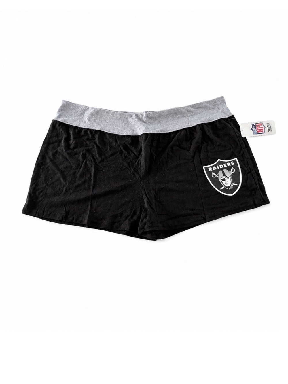 NFL Raiders Sleepwear Lounge Shorts with Gray Waistband and Raiders Logo